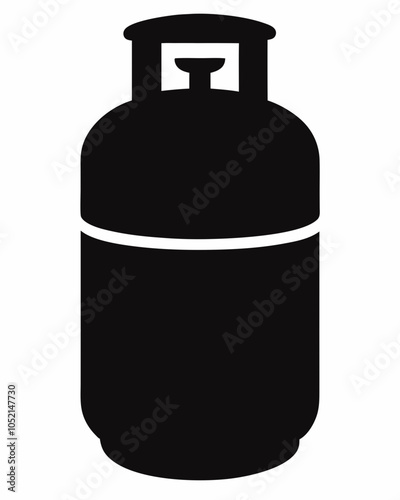  vector silhouette illustration lpg cylinder icon black on white background