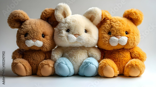 Three Plush Toys Sitting To...
