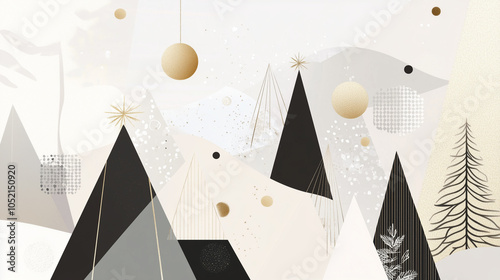 minimalist, geometric winter scene