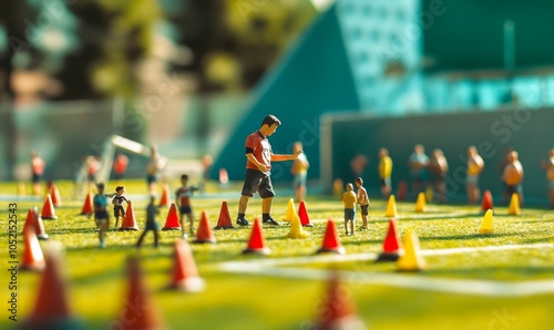Wallpaper Mural Miniature soccer players training with cones. Torontodigital.ca