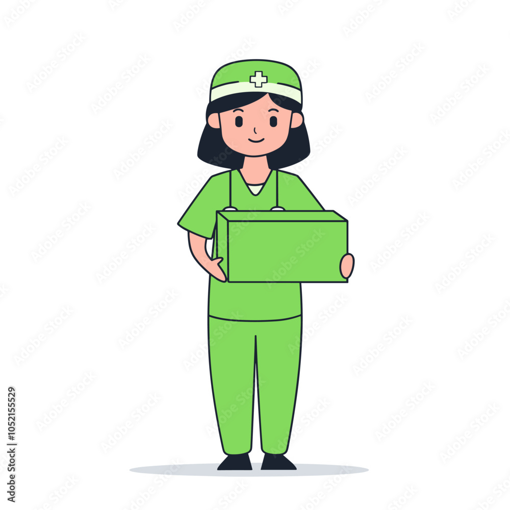 vector flat style character doctor white background .Generative AI vector flat style character doctor white background .Generative AI