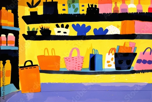 Colorful Abstract Shopping Scene