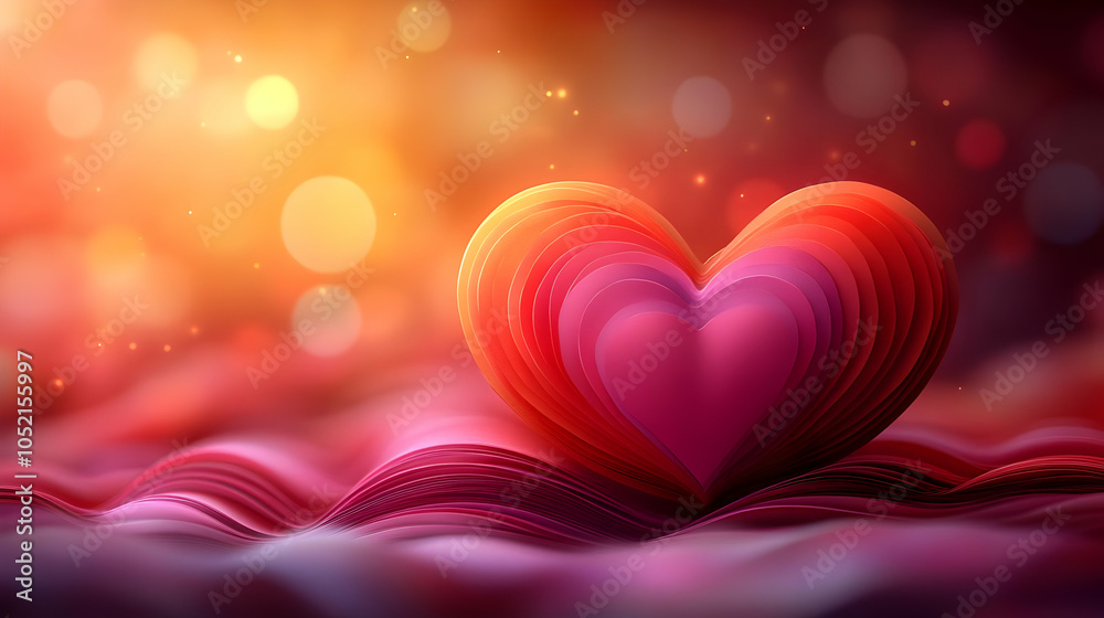 3D Heart Illustration with Bokeh Background