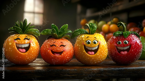 Smiling Fruit Illustration