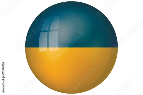 Flag of Ukraine. Ukrainian national symbol in official colors. Template icon. Abstract vector background. Round glass light ball, 3D big bubble, sphere