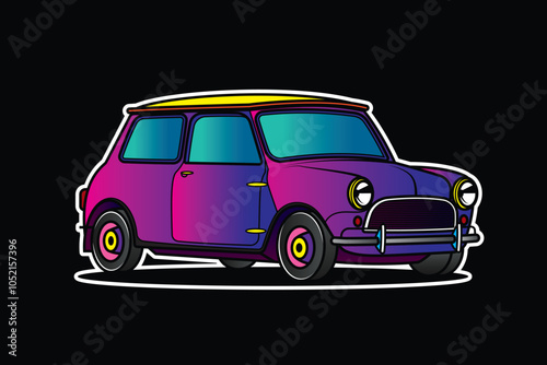 Racing retro car. Original vector illustration in vintage style.