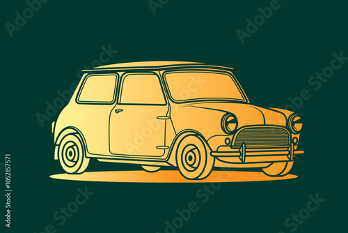 Racing retro car. Original vector illustration in vintage style.