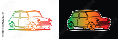 Racing retro car. Original vector illustration in vintage style.
