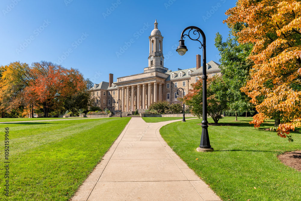 Campus of Pennsylvania State University in autumn sunny day, State College, Pennsylvania.