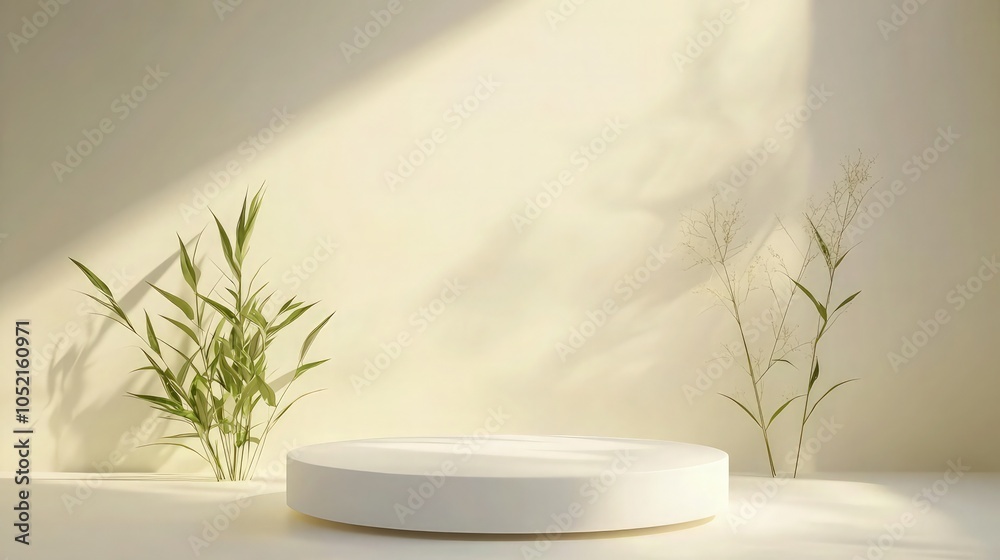 Animation of minimal white podium display for cosmetic product presentation, pedestal or platform background. Animation of minimal white podium display for cosmetic product presentation, pedestal or platform background.