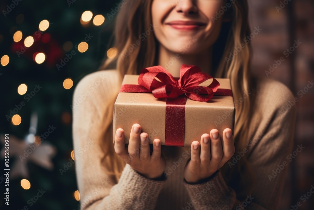 Hand holding christmas gift box surprise hand anticipation. Hand holding christmas gift box surprise hand anticipation.