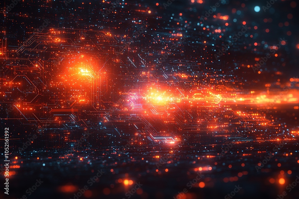 Obraz premium Abstract digital background with glowing circuit board pattern.