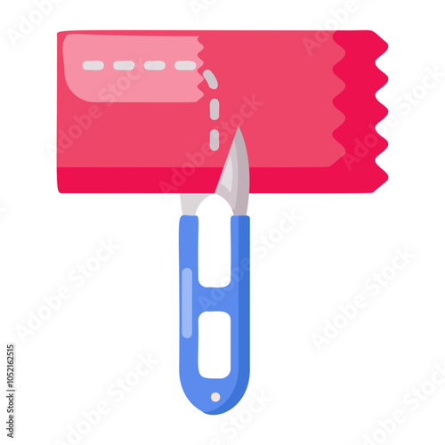 Small Cutting tool vector flat icon design, Handcrafted symbol, Perfect fit clothing sign,Sew and Tailor materials stock illustration, thread snips cutting the extra excess fabric concept