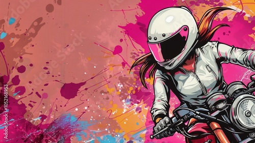 motorcycle woman illustration.
