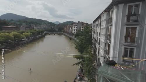 Aerial video over Tolosa Spain on a sunny day