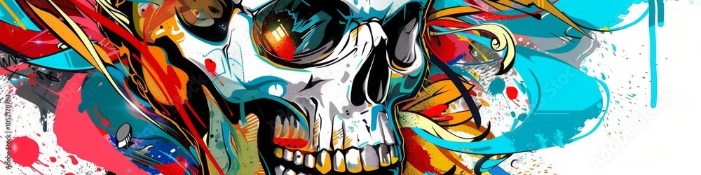 Obraz premium colorful skull graffiti.