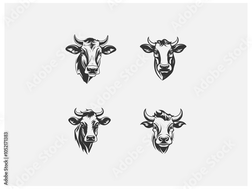 A set of  cow logo vector, vector and illustration,