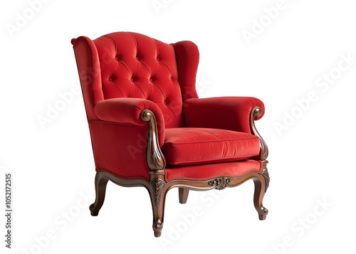 red Empire style armchair isolated on transparent background photo