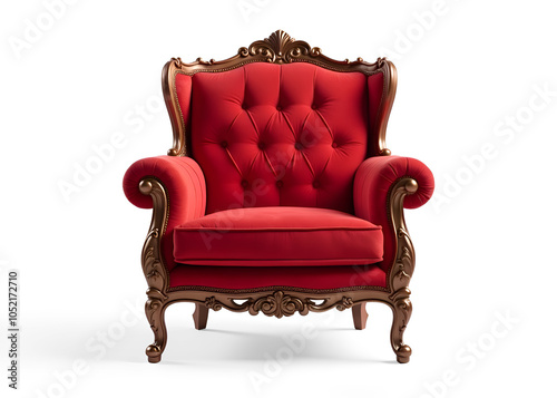 red Empire style armchair isolated on transparent background photo