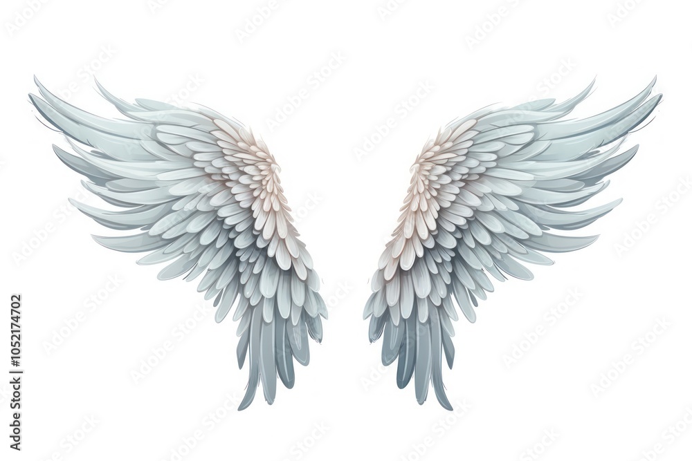 Fototapeta premium Angel white wing white background.