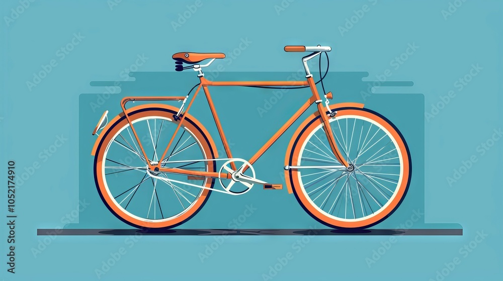 Fototapeta premium Vintage bicycle ride. Retro bike illustration, evokes feelings of freedom and summer adventures. Simple design, perfect for travel or lifestyle projects.