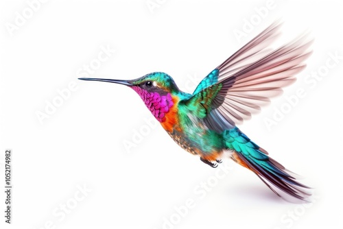 Hummingbird animal beak white background.