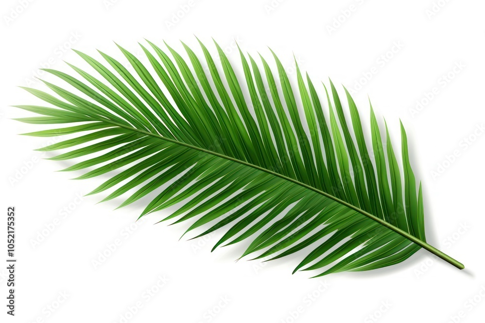 Obraz premium Palm tree leave plant leaf white background.