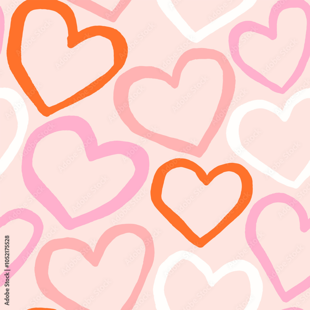 Hand drawn hearts seamless pattern. Hand drawn hearts seamless pattern.