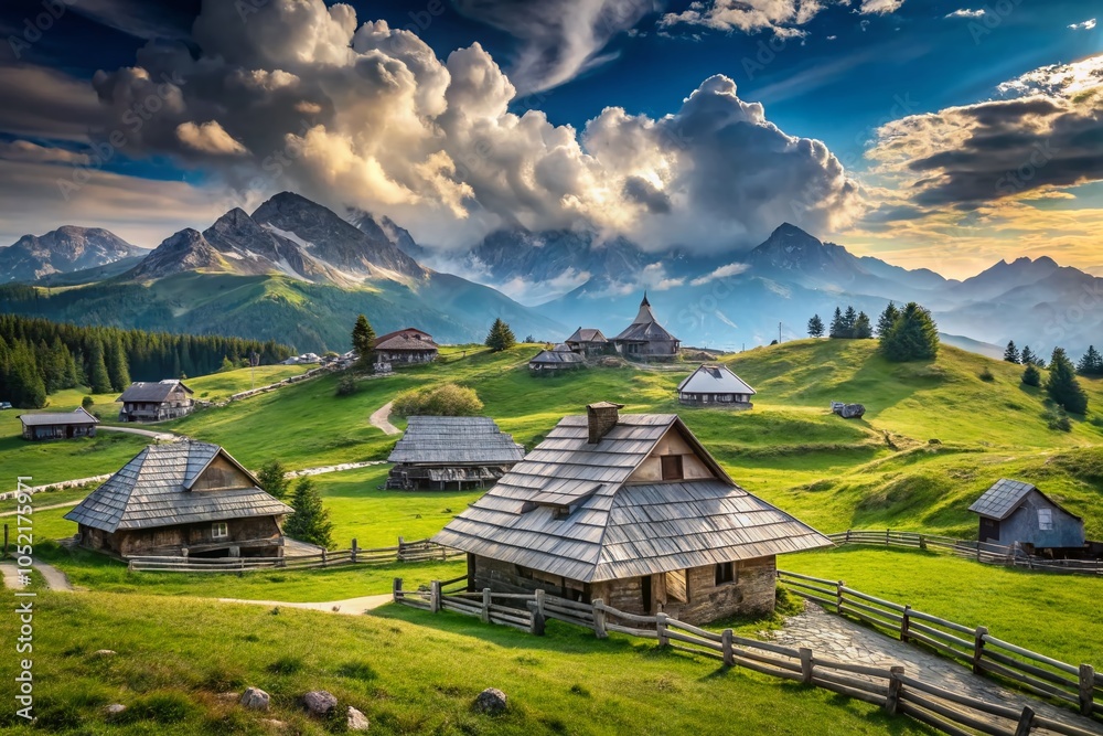 Obraz premium Urban Exploration Photography of Velika Planina in Slovenia's Majestic Landscape