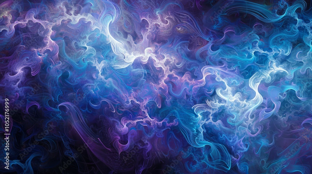 Obraz premium Cosmic nebula swirl. Ethereal blue and purple nebula; cosmic energy, swirling galaxies, vibrant universe, dreamlike fantasy.