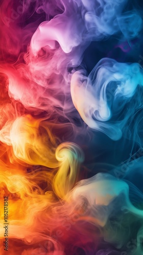 Colorful smoke forming faces fluid dynamics dreamlike quality mesmerizing abstract design. AI generated