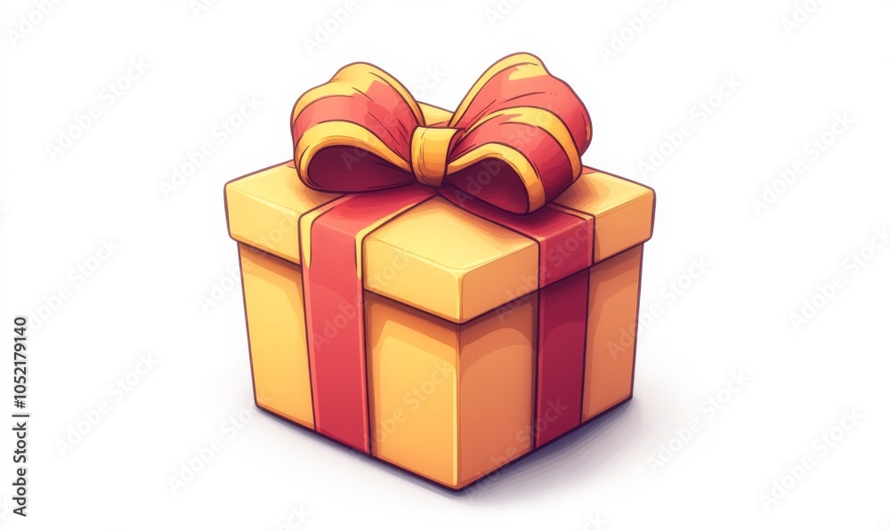 Obraz premium Cartoon-style gift box with a big bow on top, 3D celebration and surprise icon