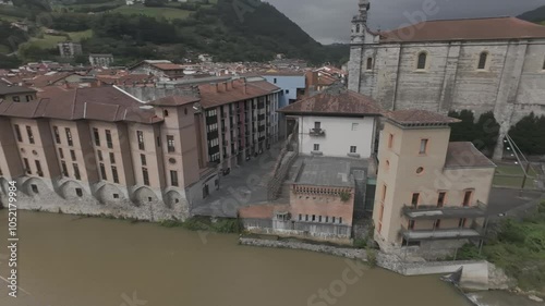 Aerial video over Tolosa Spain on a sunny day