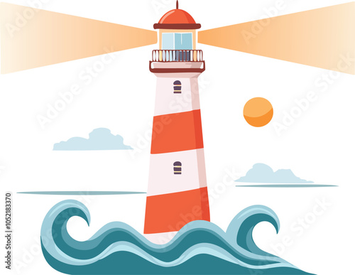 lighthouse on the sea vector isolated