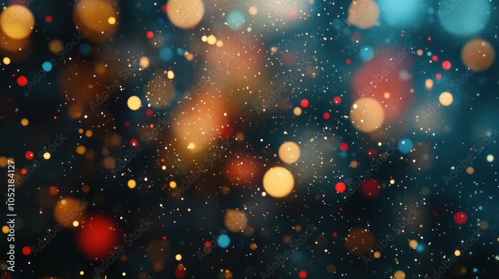 Fototapeta premium A vibrant, abstract background of colorful bokeh lights creating a festive atmosphere.