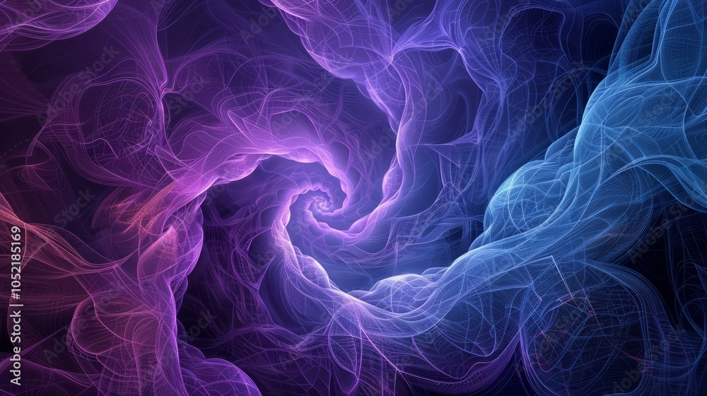 Obraz premium Cosmic nebula swirl. Vibrant purple blue nebula, swirling energy, cosmic art, ethereal beauty, infinite space fantasy.