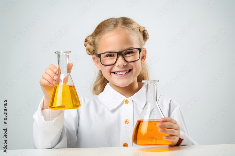 Holding biotechnology biochemistry laboratory.