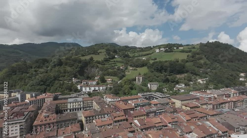 Aerial video over Tolosa Spain on a sunny day