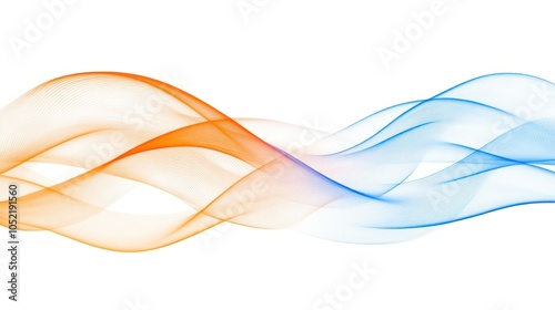 Abstract waves in orange and blue create a dynamic and fluid visual effect.