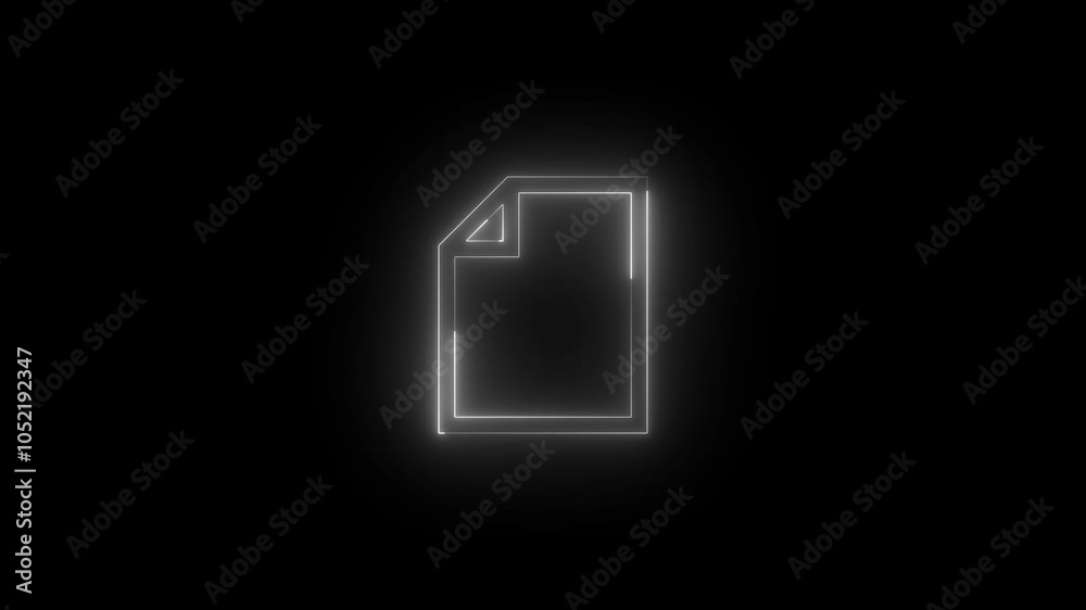 Neon page mirrored icon glowing black background animation Neon page mirrored icon glowing black background animation
