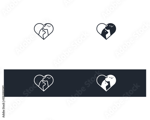 Dog and cat logo design template vector, line of pet logo design suitable for pet shop, store, cafe, business, hotel, veterinary clinic, Domestic animal vector illustration logotype, sign or symbol