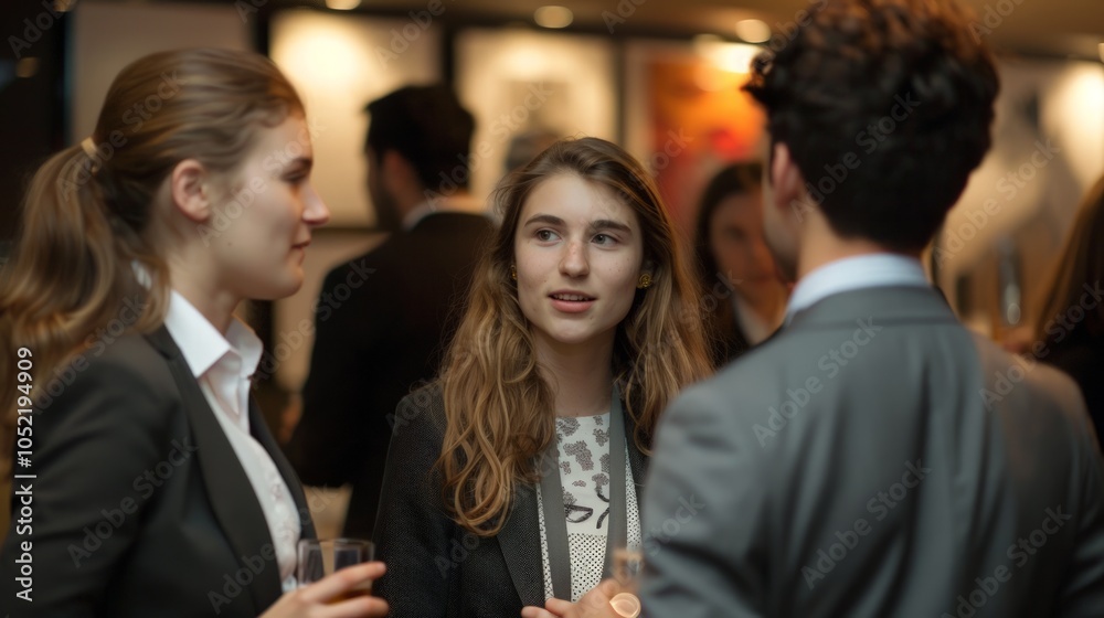 Young professionals engaging in dynamic networking at a vibrant business mixer, sharing contact details and innovative ideas in a collaborative atmosphere Young professionals engaging in dynamic networking at a vibrant business mixer, sharing contact details and innovative ideas in a collaborative atmosphere