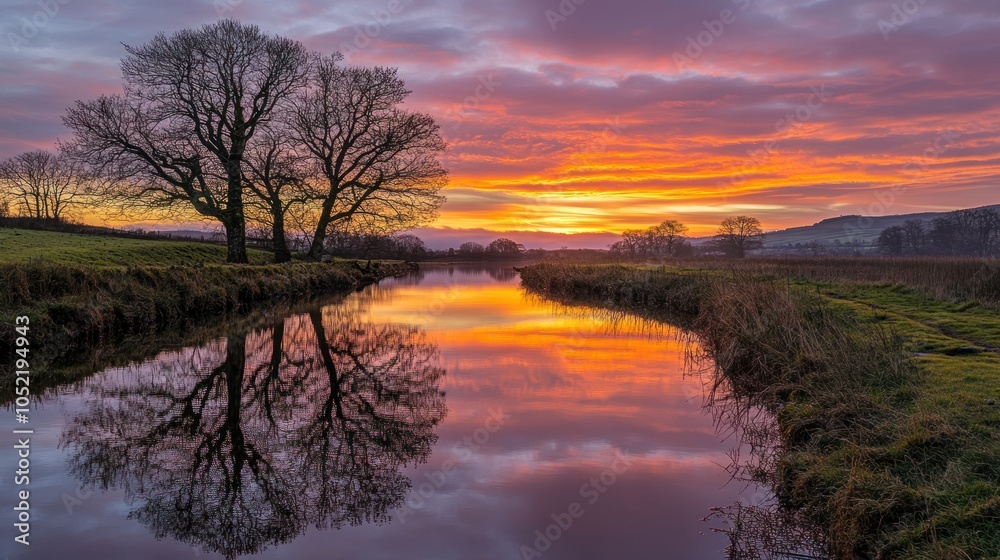 Serene River Reflection at Sunrise Serene River Reflection at Sunrise