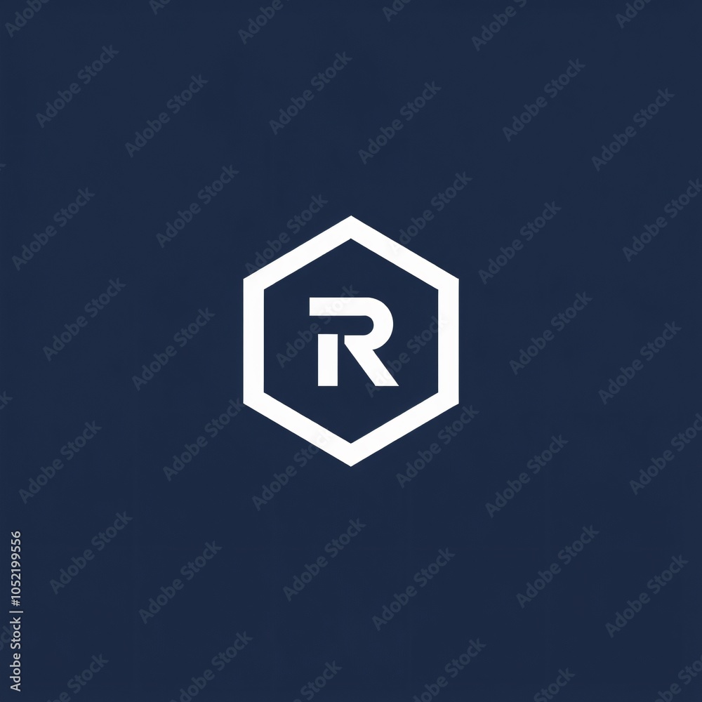Stylized hexagonal logo featuring an R in a modern font on a dark blue background, representing a contemporary brand identity Stylized hexagonal logo featuring an R in a modern font on a dark blue background, representing a contemporary brand identity