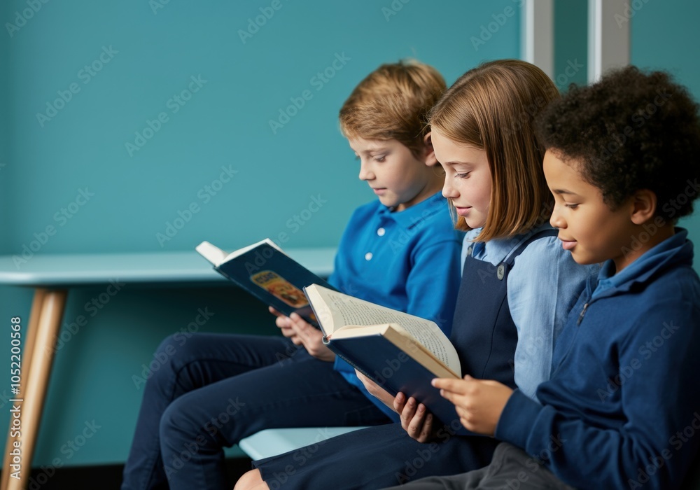 Diverse School Children Reading Books Together Diverse School Children Reading Books Together