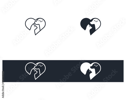 Dog and cat logo design template vector, line of pet logo design suitable for pet shop, store, cafe, business, hotel, veterinary clinic, Domestic animal vector illustration logotype, sign, symbol.