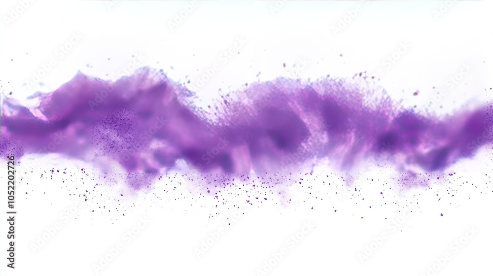 Obraz premium Abstract purple smoke or powder wave on a white background, suggesting creativity and fluidity.