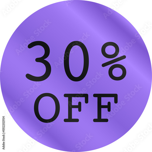 Shiny, purple, glossy promo badge showing 30% discount