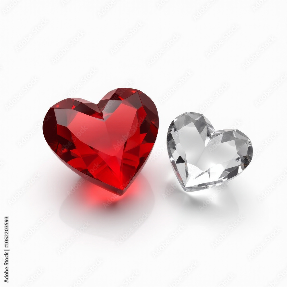 Red and Clear Heart Figurines Red and Clear Heart Figurines