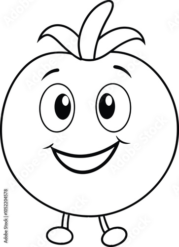 Smiling Tomato Cartoon Character Coloring Page